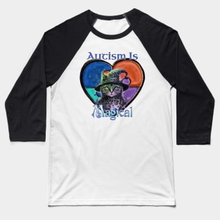 Autism Awareness Puzzle Cat Autism Is Magical Baseball T-Shirt